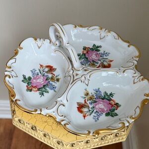 Vintage Collectible Floral Porcelain Serving Dish. Made in Germany.